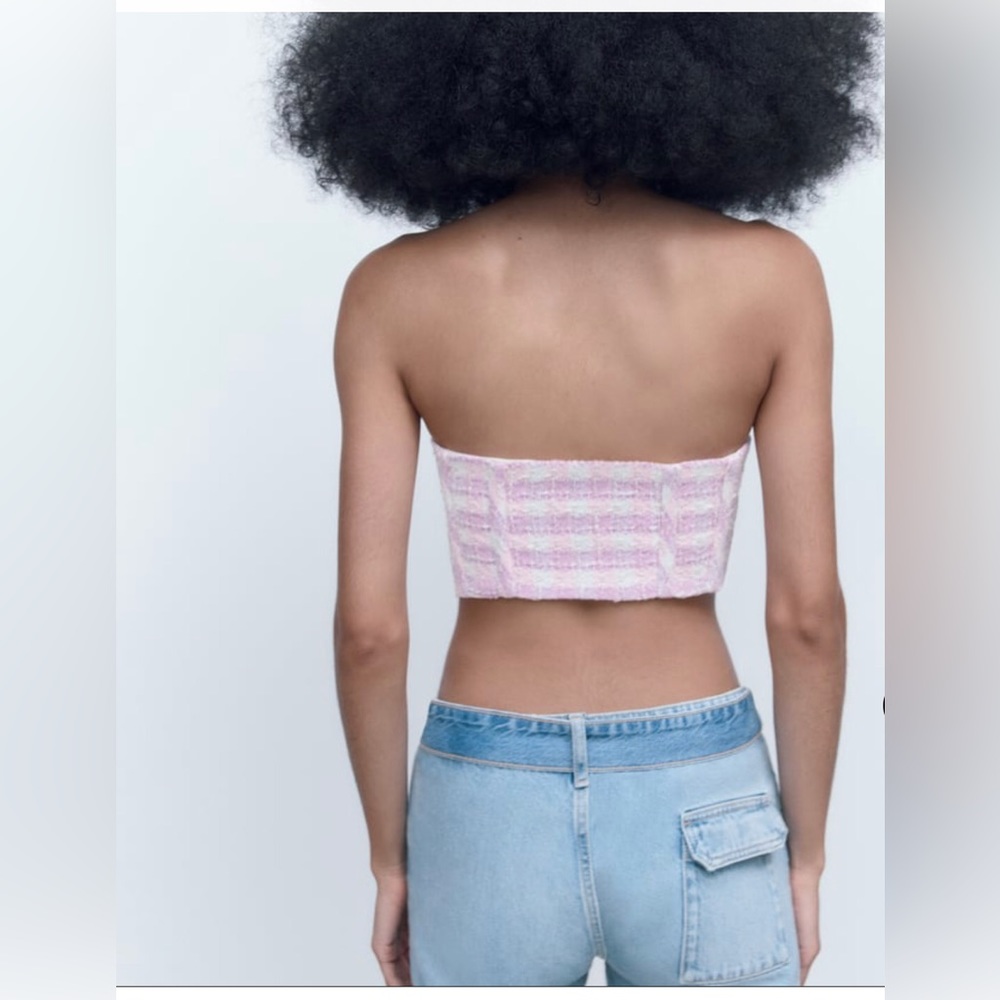 zara strapless TEXTURED CORSET TOP size medium new - Picture 6 of 6